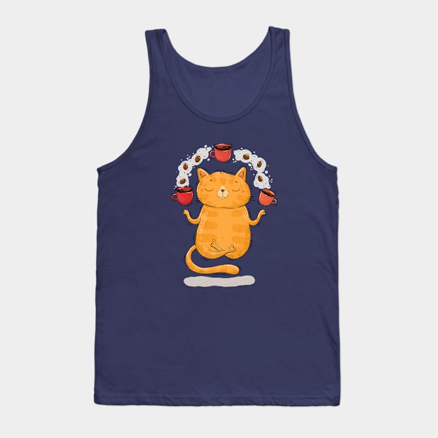 Meditative Coffee Cat Tank Top by Tania Tania